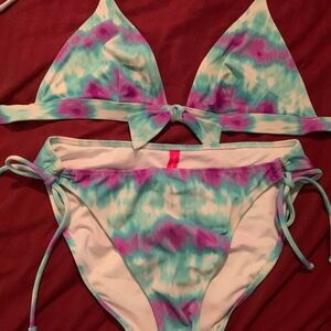 Victoria’s Secret aqua purple and white string bikini